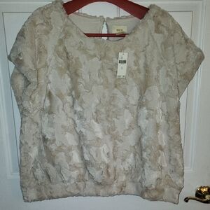 NWT Anthropologie Maeve Textured Cream Pullover XL